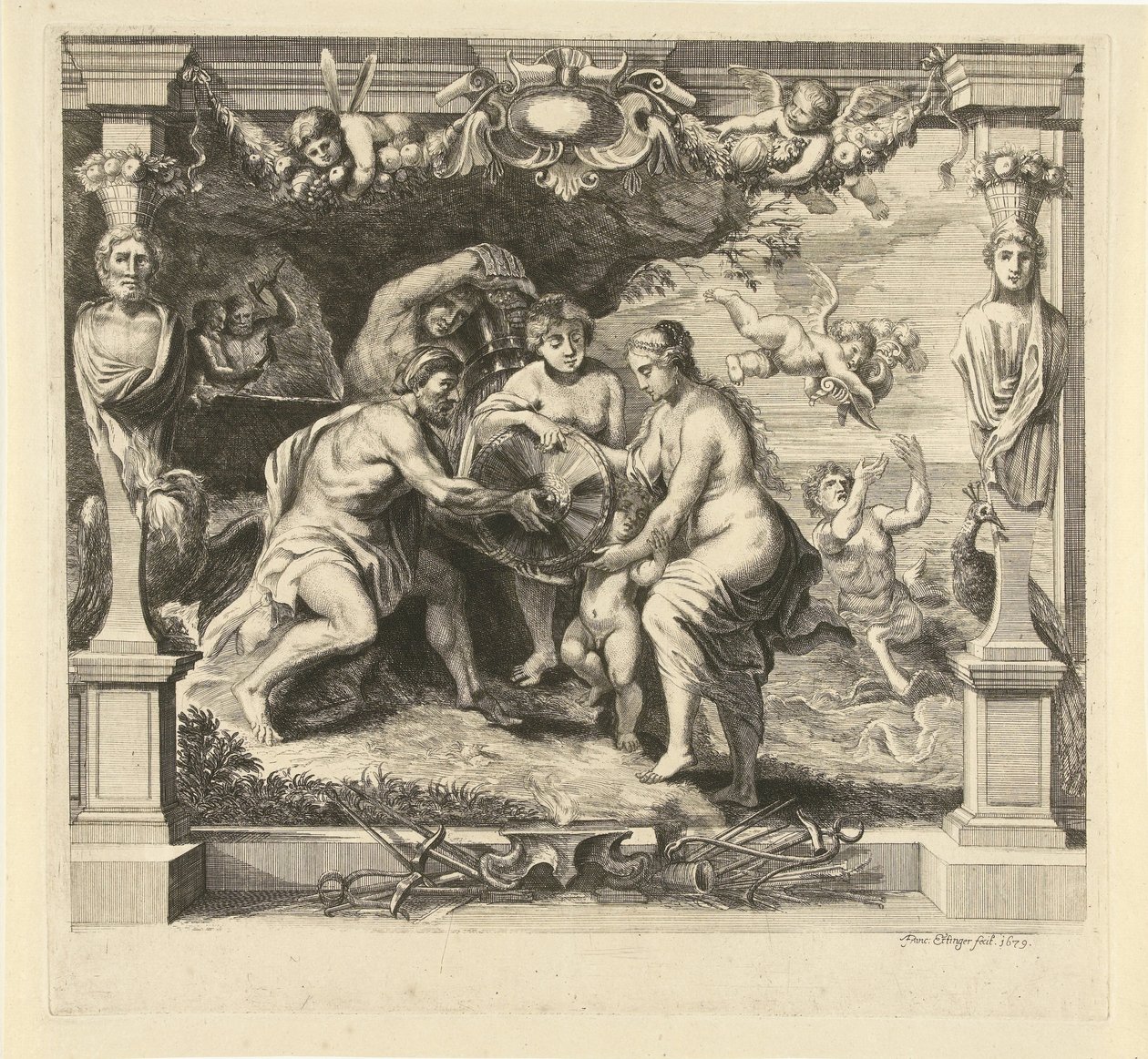 Thetis obdrží zbraně od Vulcana pro Achilla Historie Achilles (název série) od Franz Ertinger