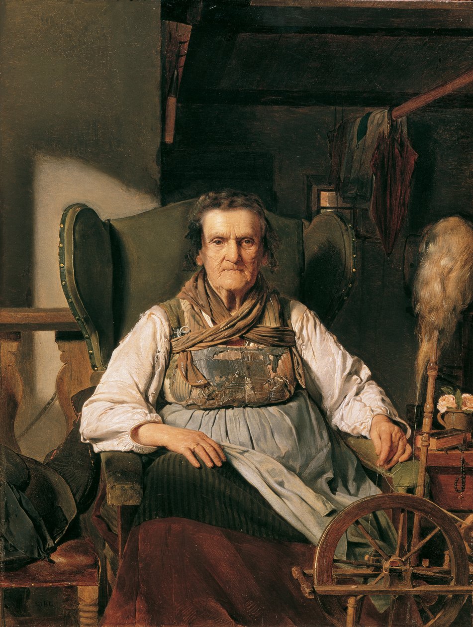 Ramsauský farmář u kolovratu od Franz Eybl