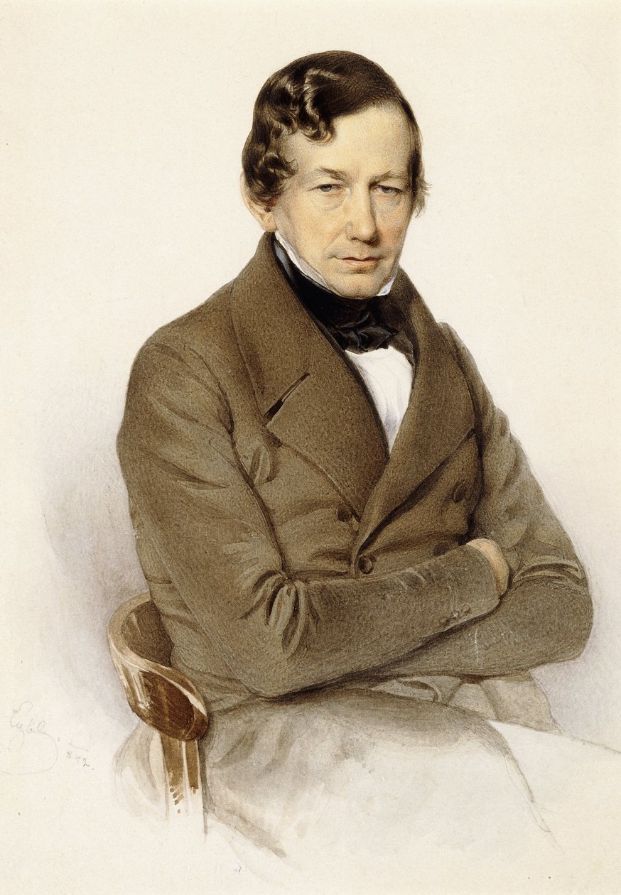 Portrét Antona Diabelliho, sedící poloviční délka, 1842 od Franz Eybl