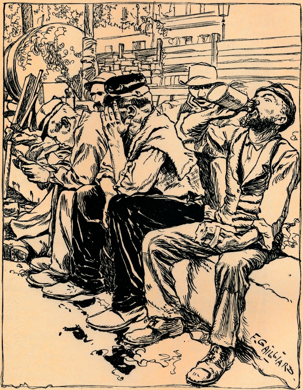 Dělníci na večeři, c1900 od Franz Gailliard