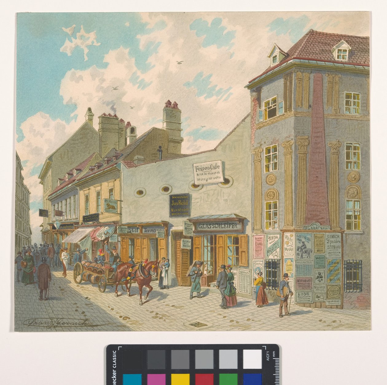 7., Burggasse 28–36 – pohled z výšky ulice Kirchengasse od Franz Gerasch