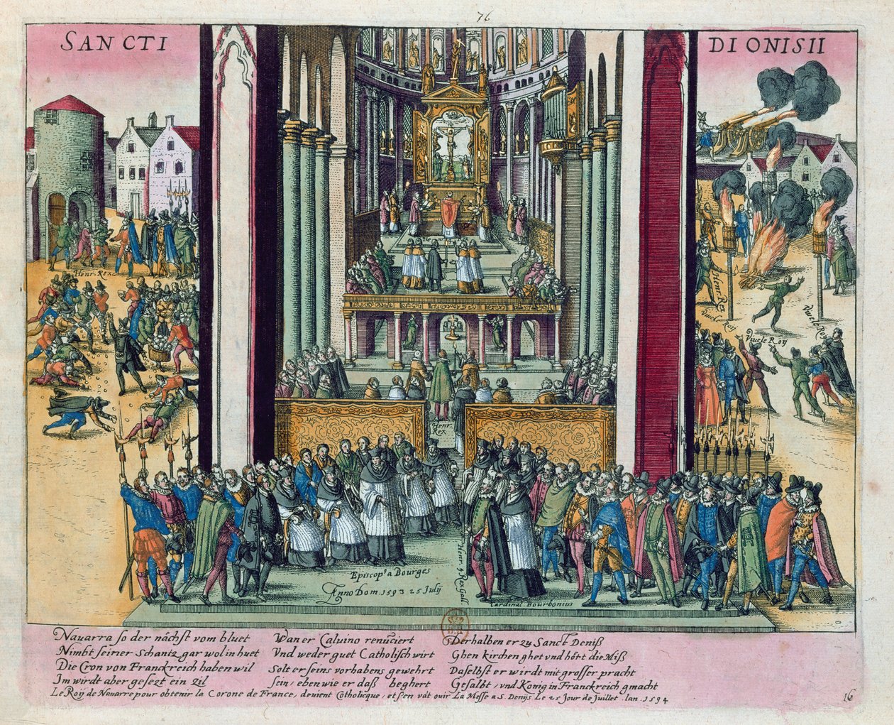 Abjurace Jindřicha IV. a konverze ke katolicismu v St. Denis dne 15. července 1593 od Franz Hogenberg