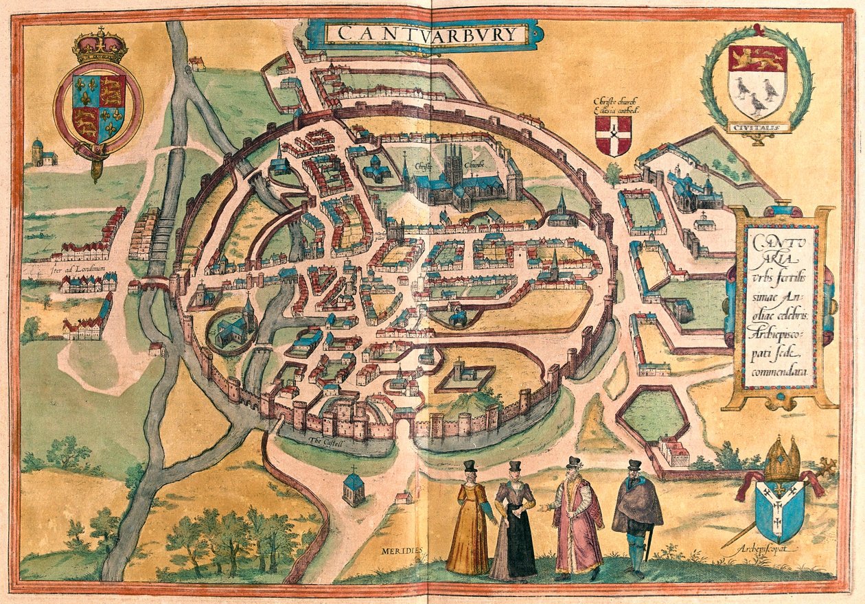 Canterbury, Anglie (rytina od Franz Hogenberg