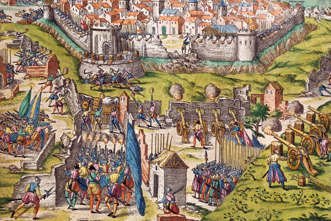 Condeho armáda obléhá Chartres, březen 1568, rytina Franz Hogenberg (1535-1590), Francie od Franz Hogenberg