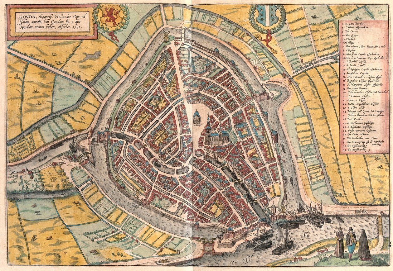 Gouda, Nizozemsko (rytina od Franz Hogenberg
