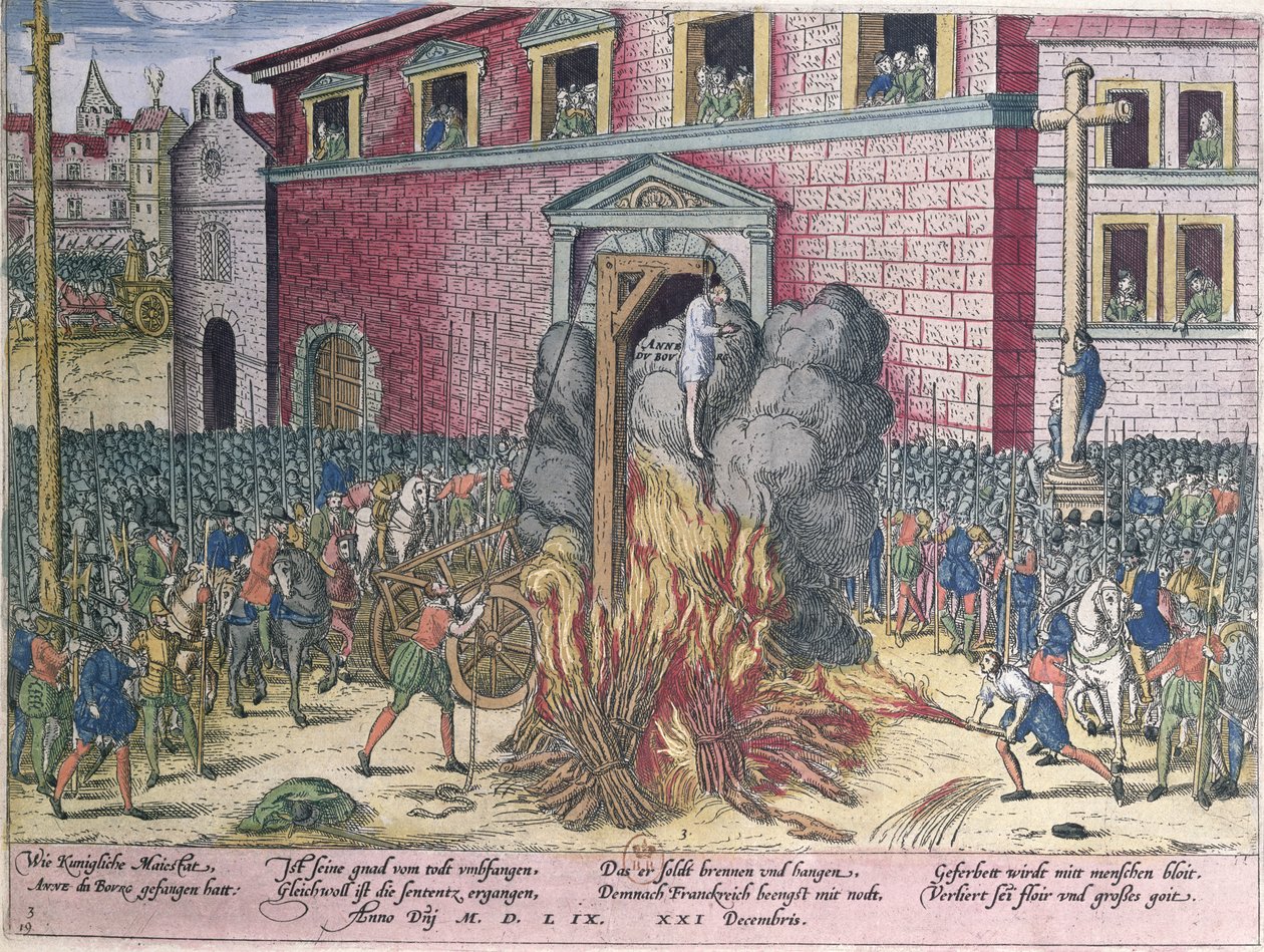 Oběšení Anny du Bourg (1521-59) Place de Greve, 23. prosince 1559 od Franz Hogenberg