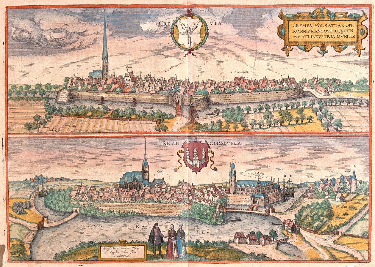Krempe a Rendsburg, Německo (rytina od Franz Hogenberg