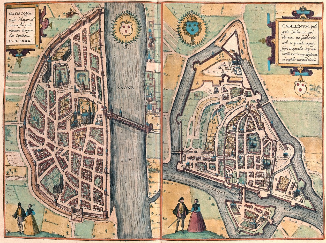 Macon - Chalons sur Saone, Francie (rytina od Franz Hogenberg