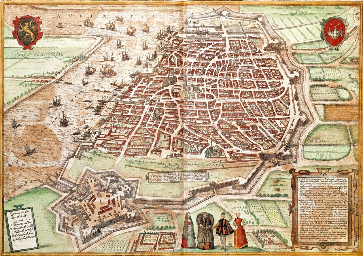 Mapa Antverp (rytina od Franz Hogenberg
