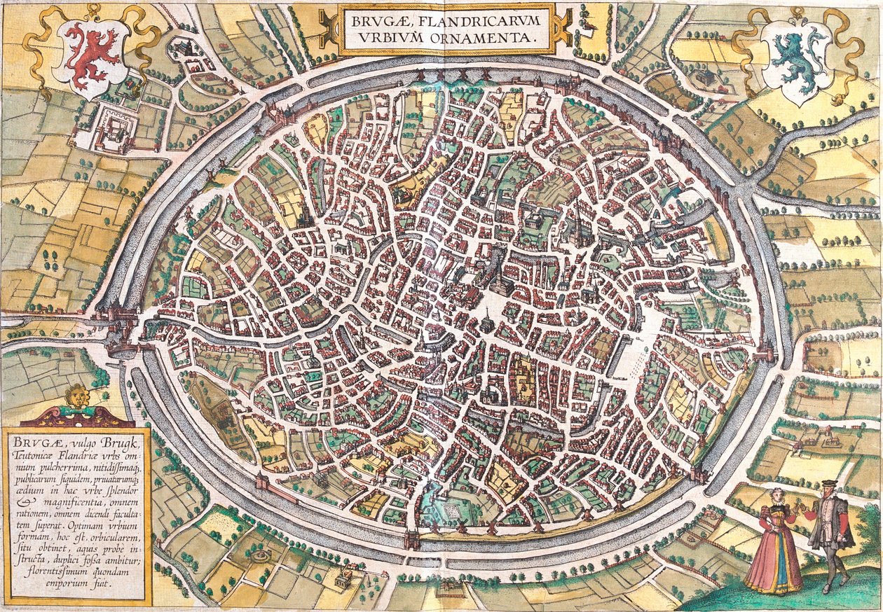 Mapa Brugg (Brugy), Belgie (lept od Franz Hogenberg
