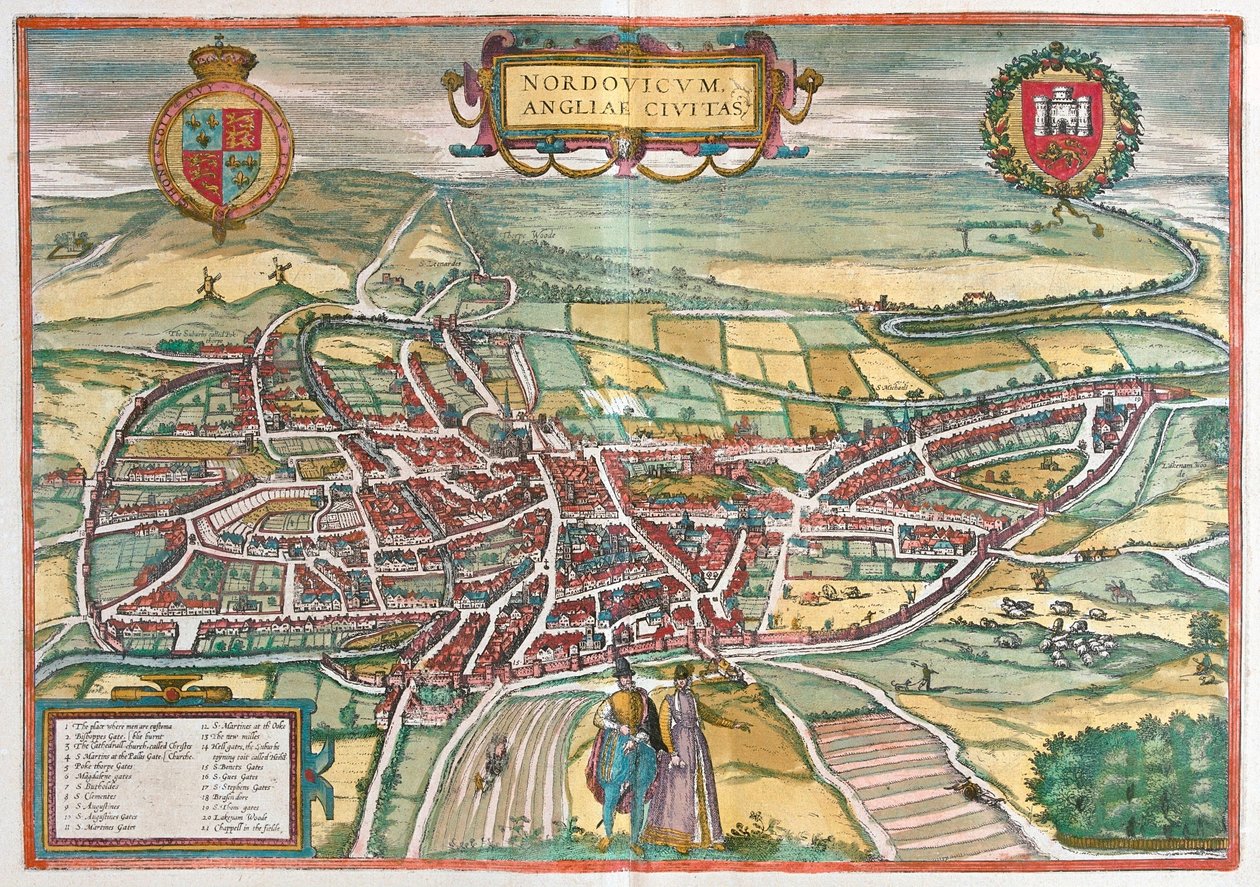Norwich - Velká Británie (rytina od Franz Hogenberg