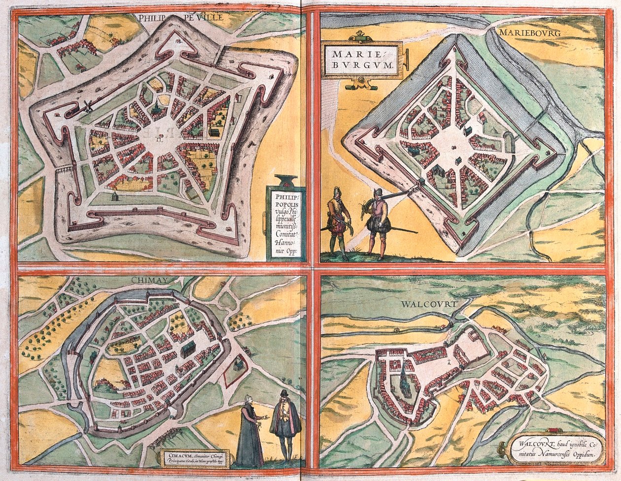 Philippeville, Mariembourg, Chimay a Walcourt, Belgie (rytina od Franz Hogenberg