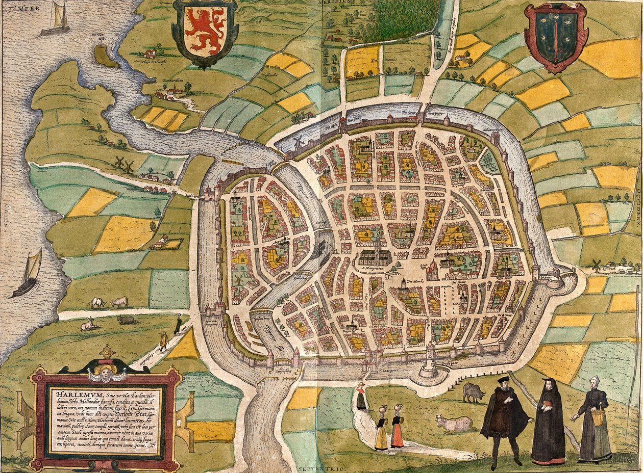 Plán Haarlemu (Harlemum), Nizozemsko (lept od Franz Hogenberg