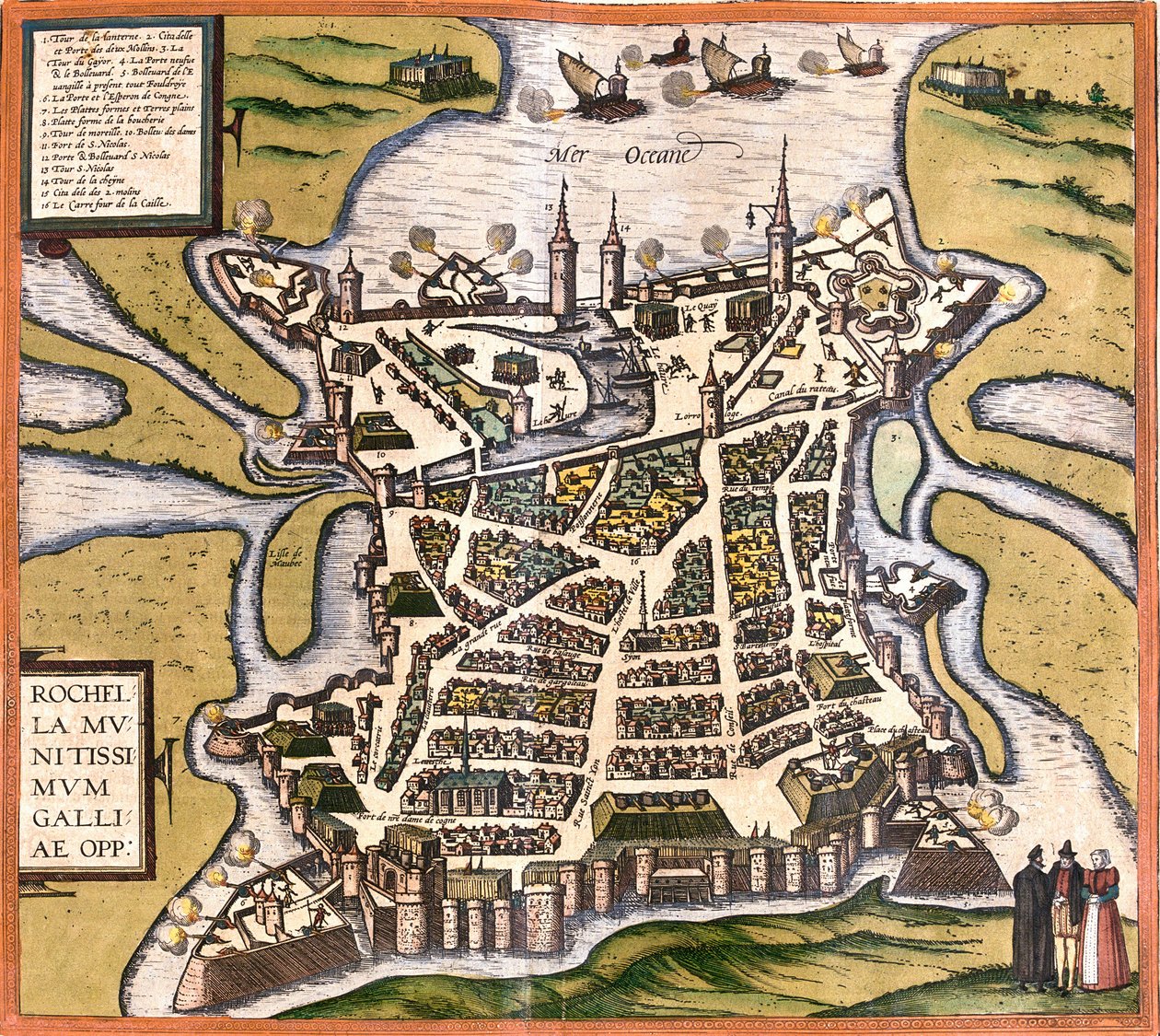 Plán La Rochelle (Rochella), Francie (lept od Franz Hogenberg