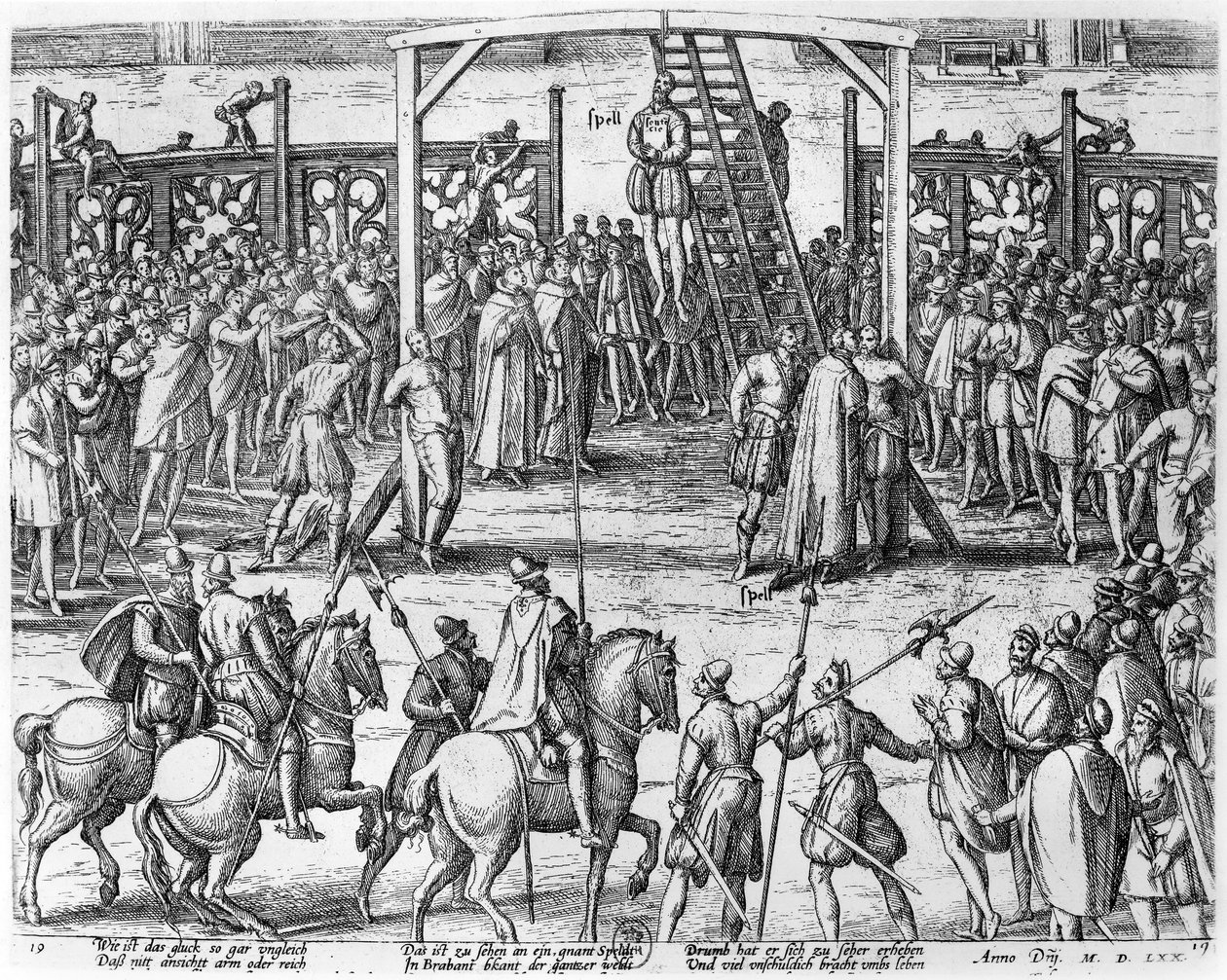 Scény oběšení ve Flandrech, 1570 od Franz Hogenberg