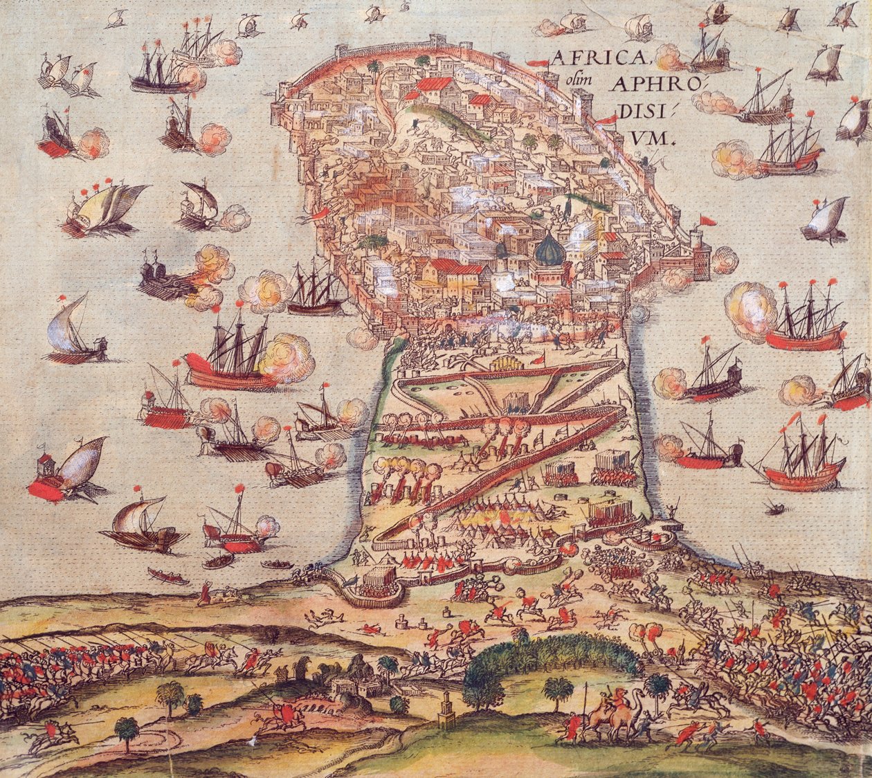 Osmanský korzár Khayr al-Din Barbarossa proti armádě Karla V., Franz Hogenberg od Franz Hogenberg