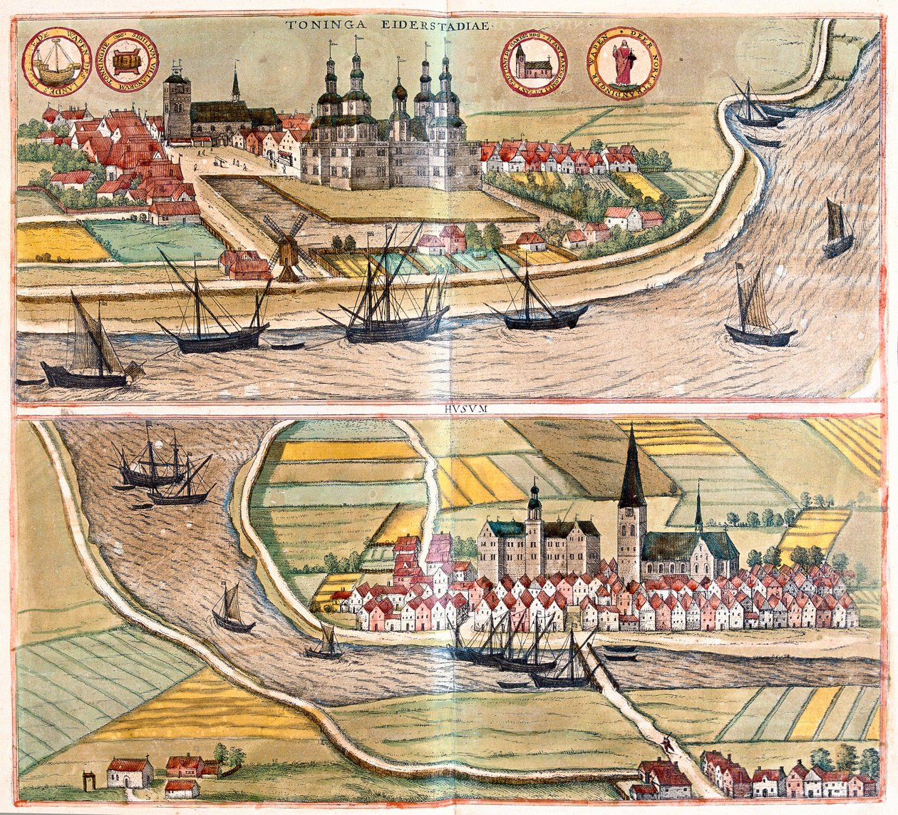 Tonning a Husum, Německo (rytina od Franz Hogenberg