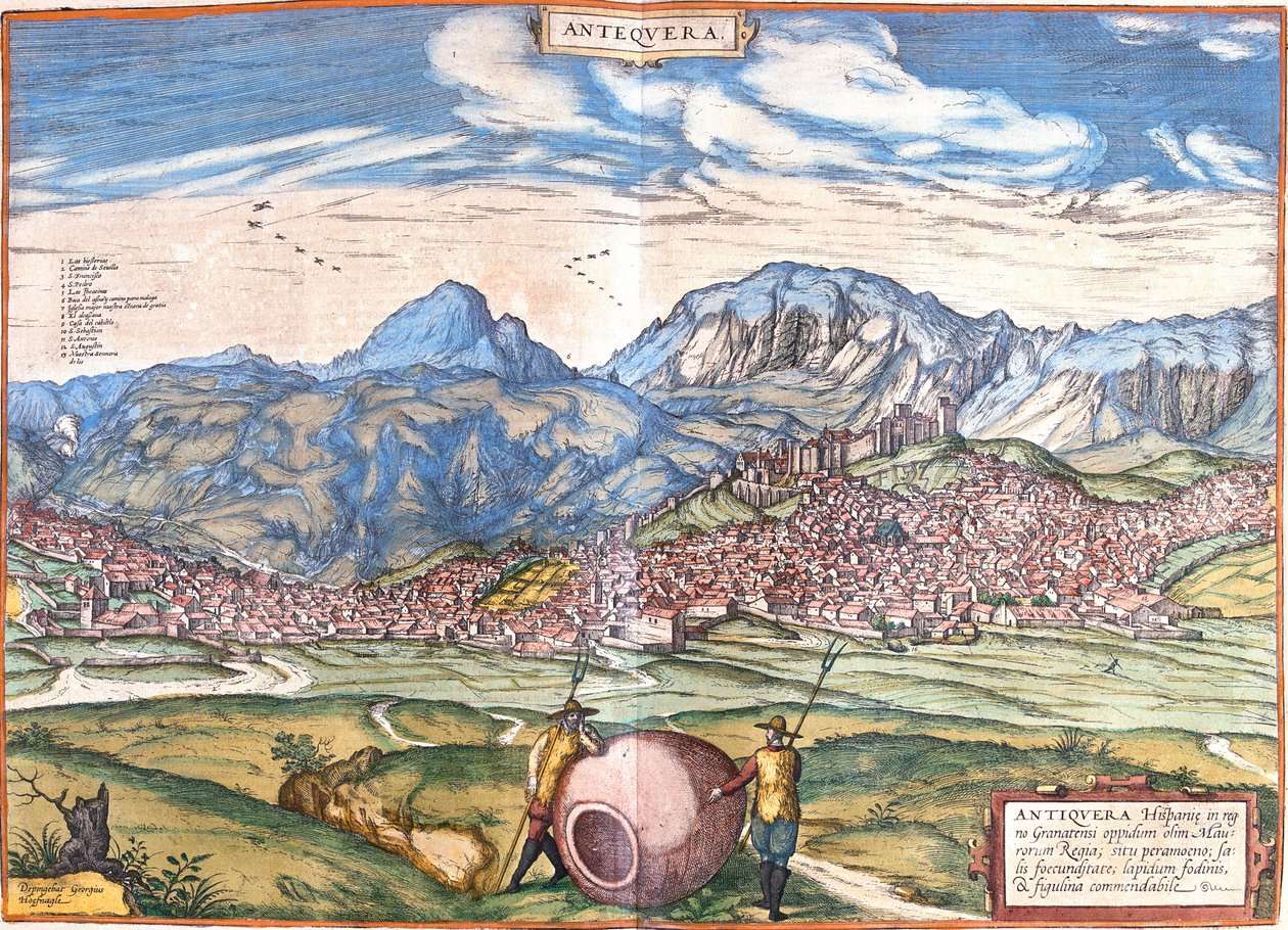 Pohled na Antequeru, Španělsko (lept od Franz Hogenberg