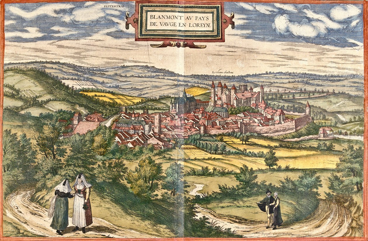 Pohled na Blamont (Blanmont), Francie (lept od Franz Hogenberg