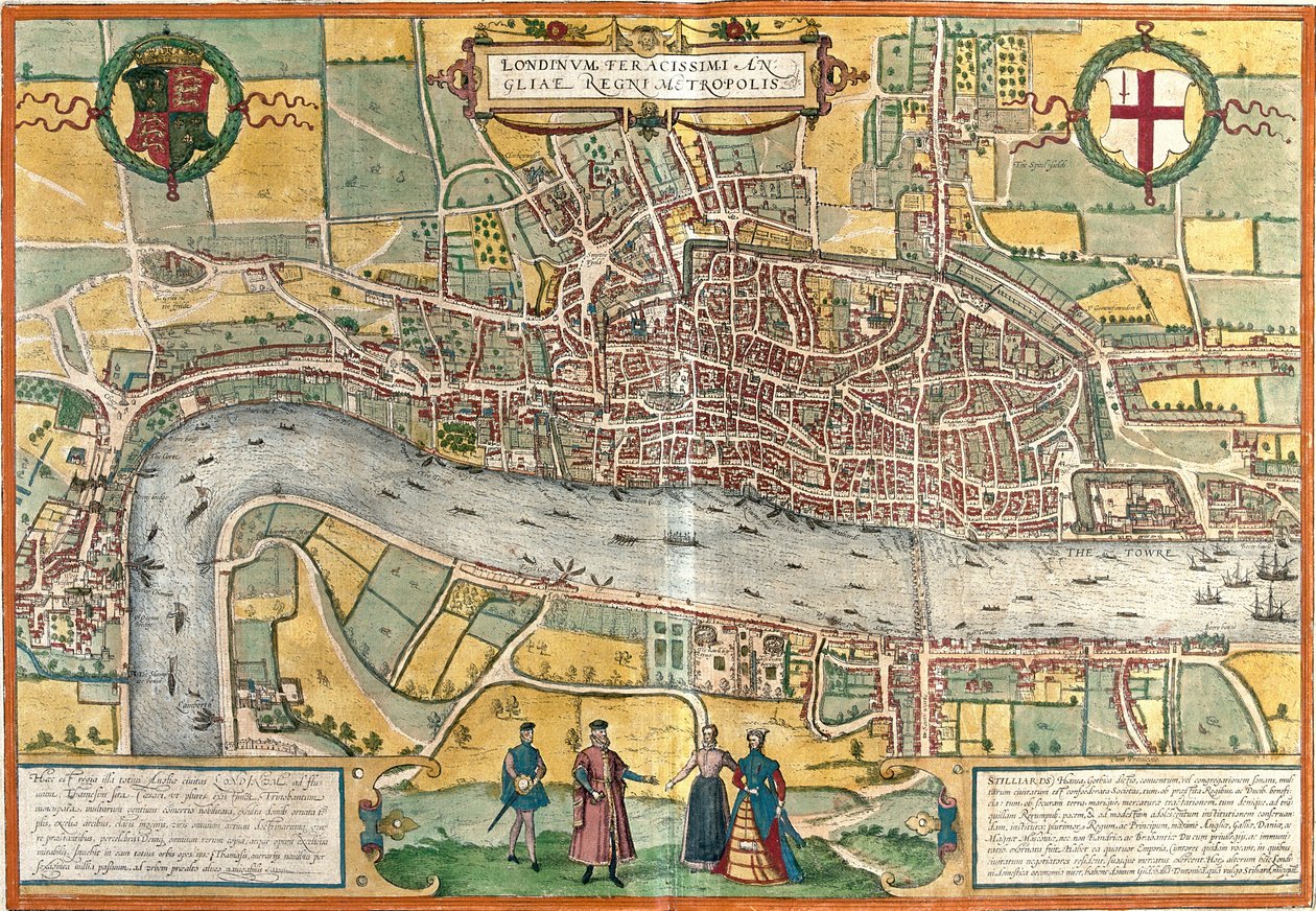 Pohled na Londýn (Londinum), Anglie (lept od Franz Hogenberg