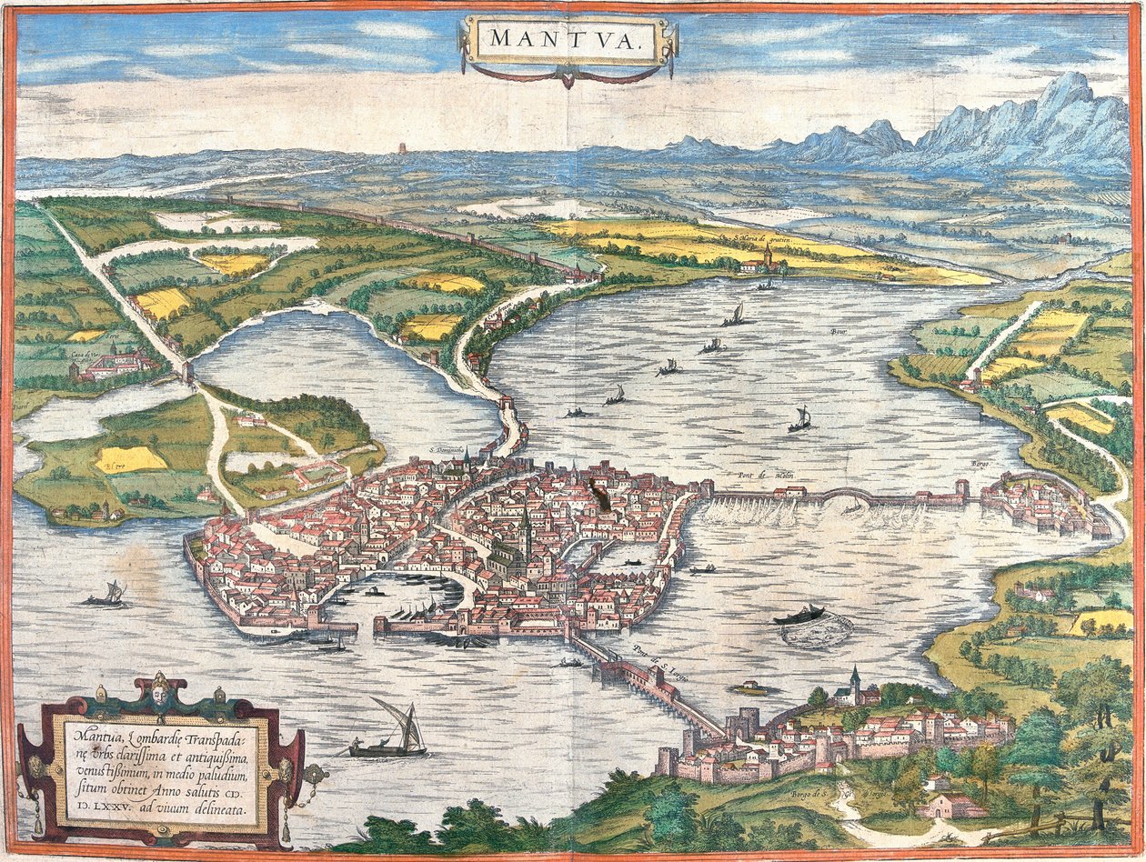 Pohled na Mantovu (Mantua), Itálie (lept od Franz Hogenberg