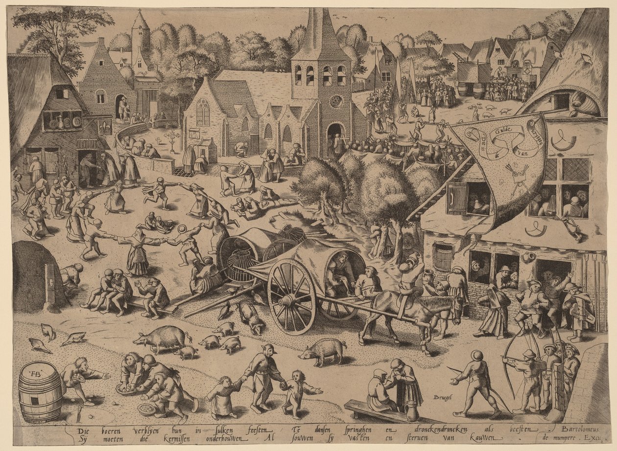 Vesnická pouť v Hobokenu od Franz Hogenberg after Pieter Bruegel the Elder