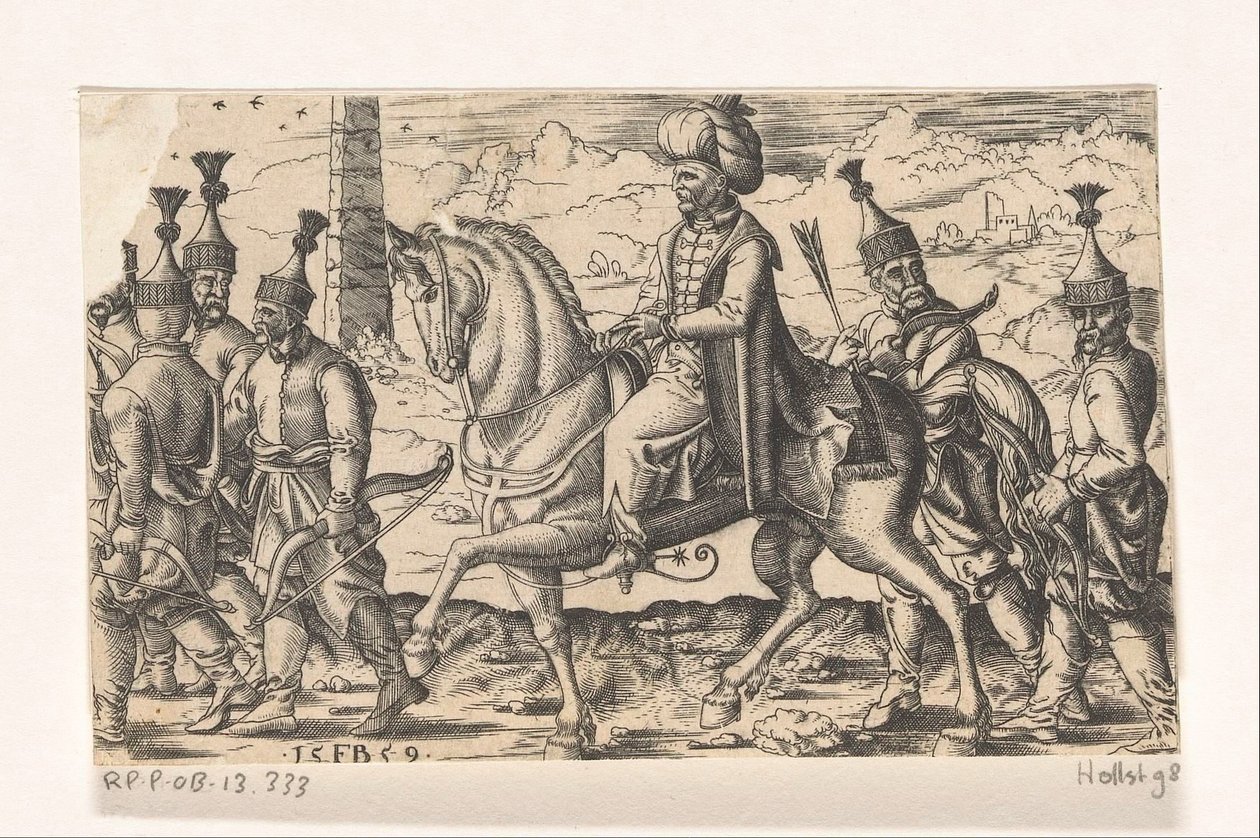 Sultán na koni v doprovodu vojáků od Franz Isaac Brun