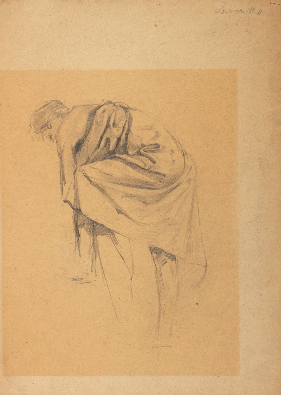Figurální studie ženy ohýbající se doleva od Franz Jaschke