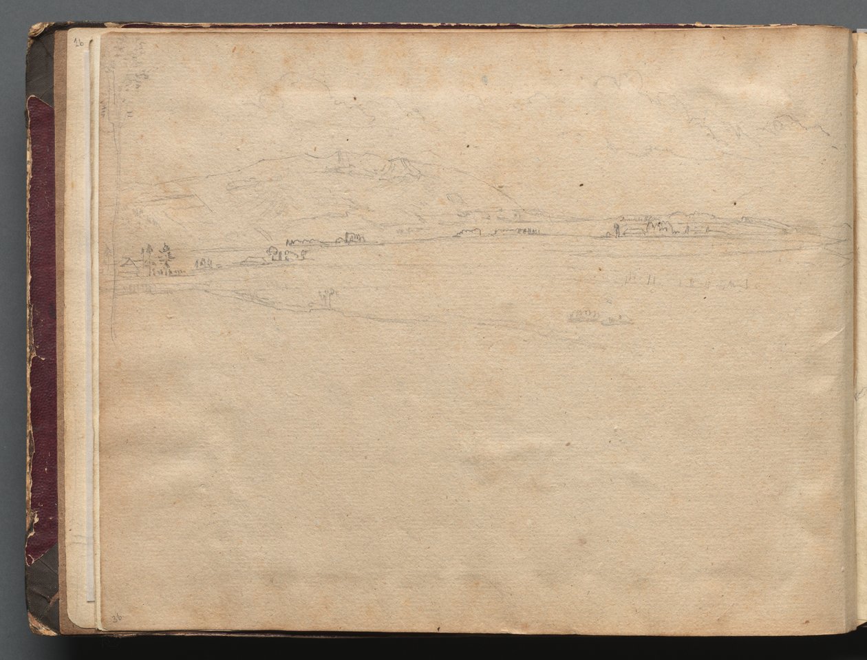 Album s Pohledy na Řím a okolí, Krajinářské studie, strana 03b: Římská panoramatická krajina od Franz Johann Heinrich Nadorp