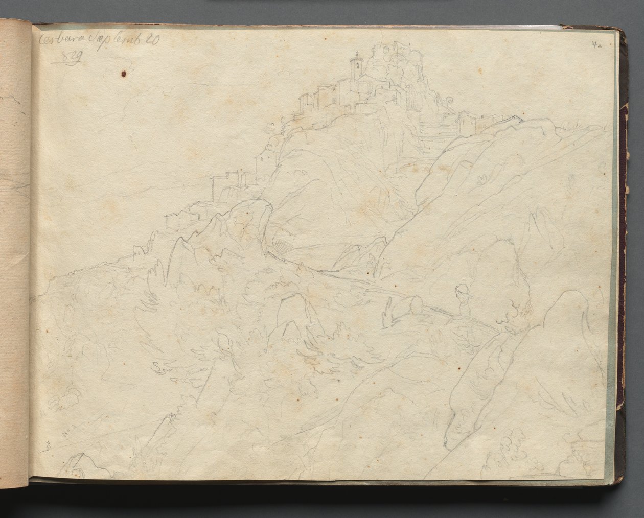 Album s Pohledy na Řím a okolí, Krajinářské studie, strana 04a: Cervera. od Franz Johann Heinrich Nadorp