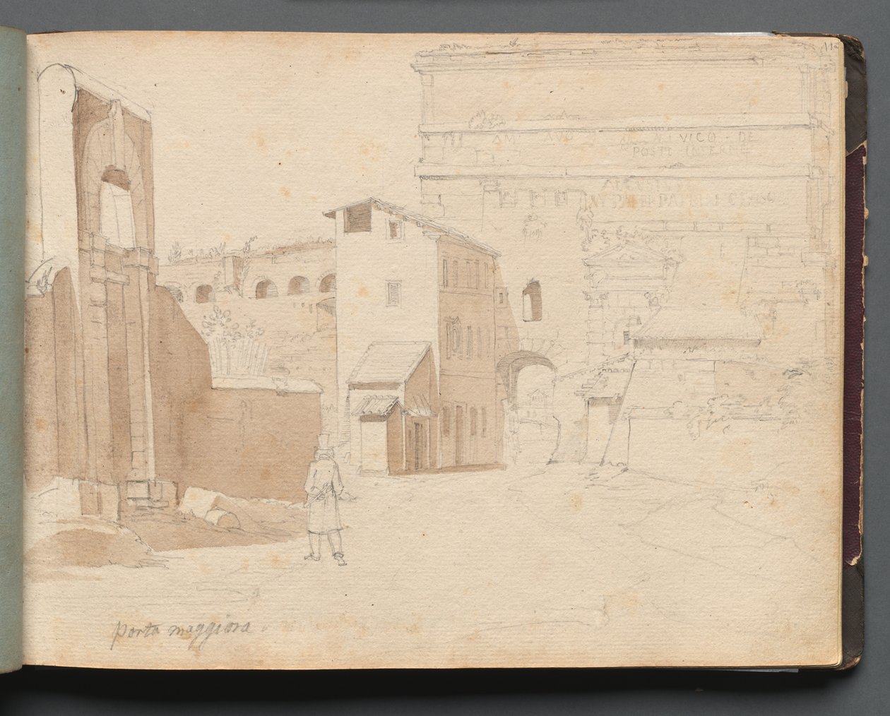 Album s pohledy na Řím a okolí, Krajinářské studie, strana 11a: "Porta Maggiore" od Franz Johann Heinrich Nadorp