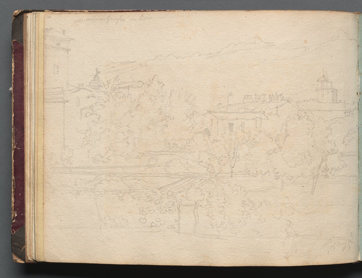 Album s Pohledy na Řím a okolí, Krajinářské studie, strana 16b: Roman View od Franz Johann Heinrich Nadorp