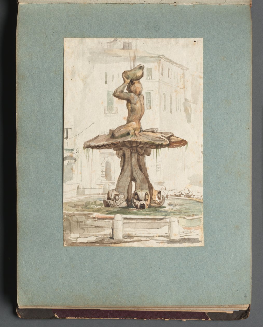 Album s Pohledy na Řím a okolí, Krajinářské studie, strana 17a: Římská fontána. od Franz Johann Heinrich Nadorp