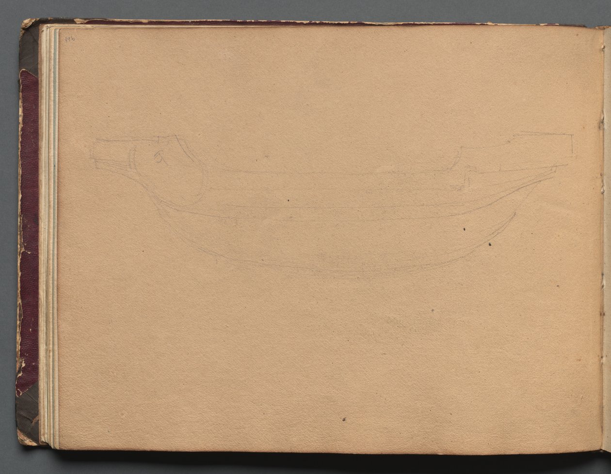 Album s Pohledy na Řím a okolí, Krajinářské studie, strana 19b: Náčrt lodi. od Franz Johann Heinrich Nadorp