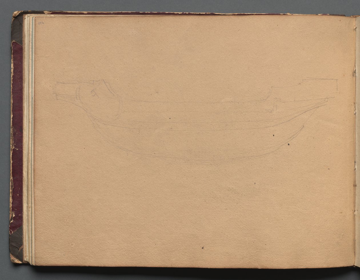 Album s Pohledy na Řím a okolí, Krajinářské studie, strana 19b: Náčrt lodi od Franz Johann Heinrich Nadorp