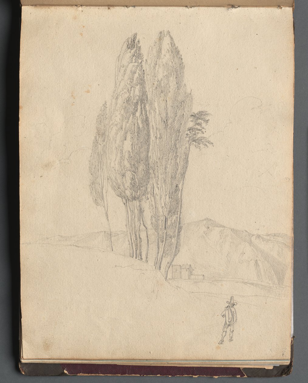 Album s Pohledy na Řím a okolí, Krajinářské studie, strana 20a: Stromy. od Franz Johann Heinrich Nadorp