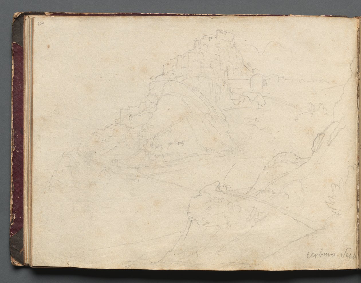 Album s pohledy na Řím a okolí, Krajinářské studie, strana 20b: "Cervera" od Franz Johann Heinrich Nadorp