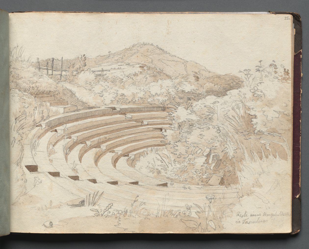 Album s Pohledy na Řím a okolí, Krajinářské studie, strana 25a: Amfiteátr, Tusculum. od Franz Johann Heinrich Nadorp