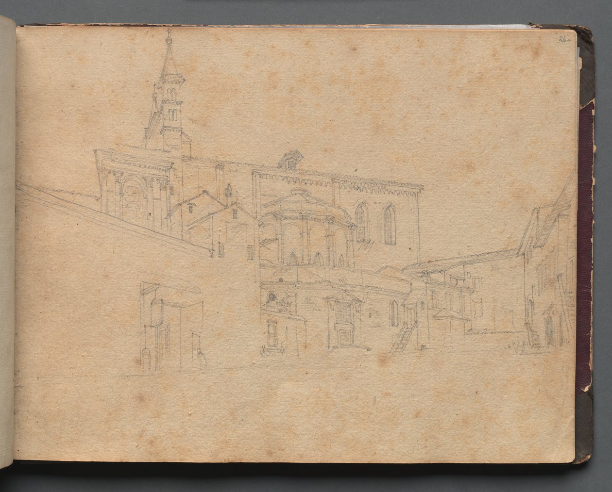 Album s Pohledy na Řím a okolí, Krajinářské studie, strana 26a: Římský architektonický pohled. od Franz Johann Heinrich Nadorp