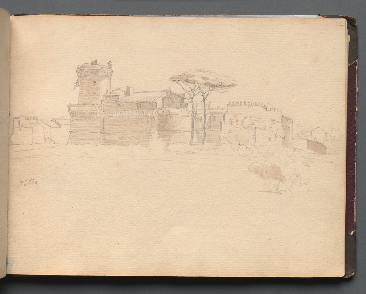 Album s pohledy na Řím a okolí, Krajinářské studie, strana 28a: "Ostia" od Franz Johann Heinrich Nadorp