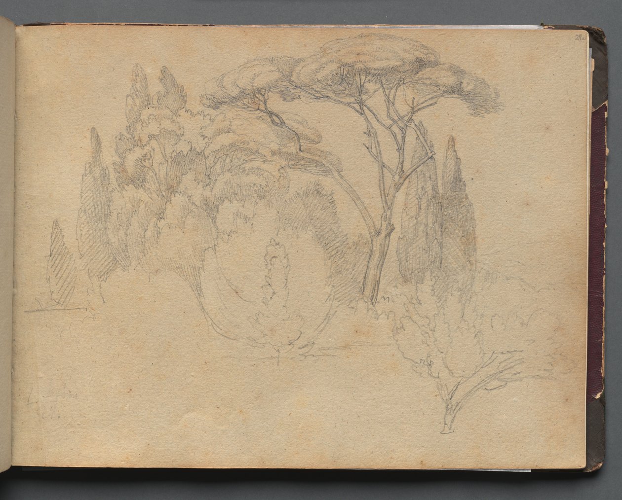 Album s Pohledy na Řím a okolí, Krajinářské studie, strana 29a: Krajinná studie od Franz Johann Heinrich Nadorp