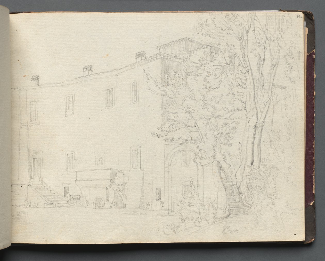 Album s pohledy na Řím a okolí, Krajinářské studie, strana 31a: Římská architektonická studie od Franz Johann Heinrich Nadorp