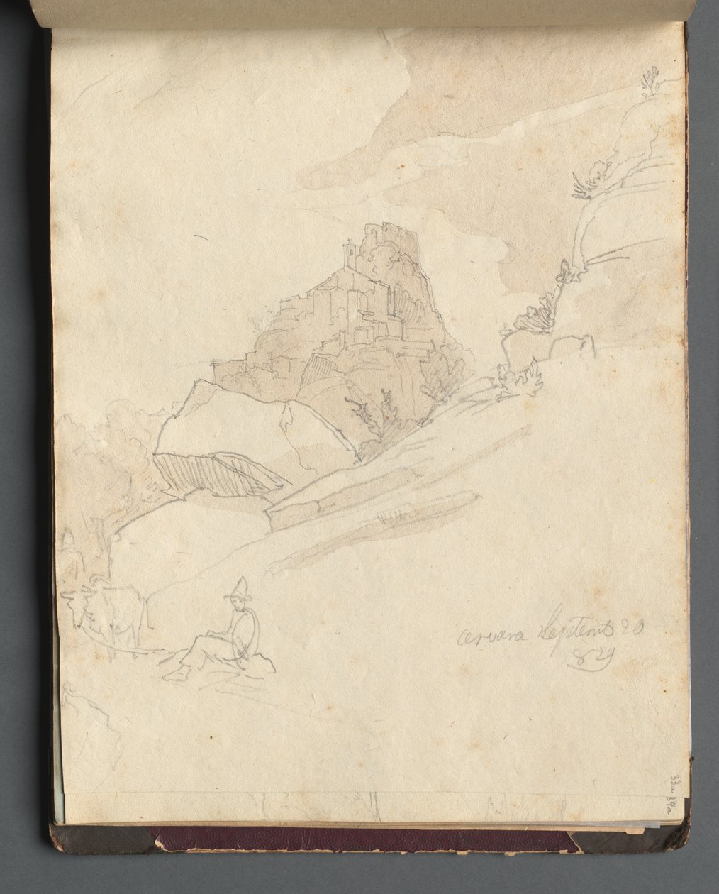 Album s pohledy na Řím a okolí, Krajinářské studie, strana 33a: "Cervera" od Franz Johann Heinrich Nadorp