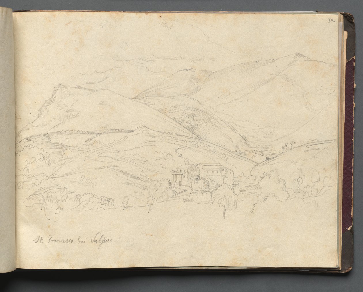 Album s Pohledy na Řím a okolí, Krajinářské studie, strana 34a: Svatý Francesco. od Franz Johann Heinrich Nadorp