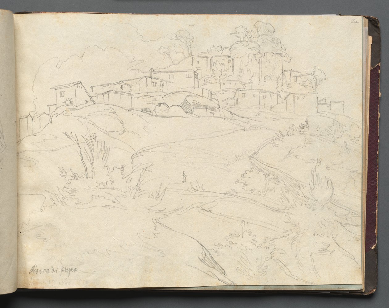 Album s Pohledy na Řím a okolí, Krajinářské studie, strana 35a: Rocca di Papa. od Franz Johann Heinrich Nadorp