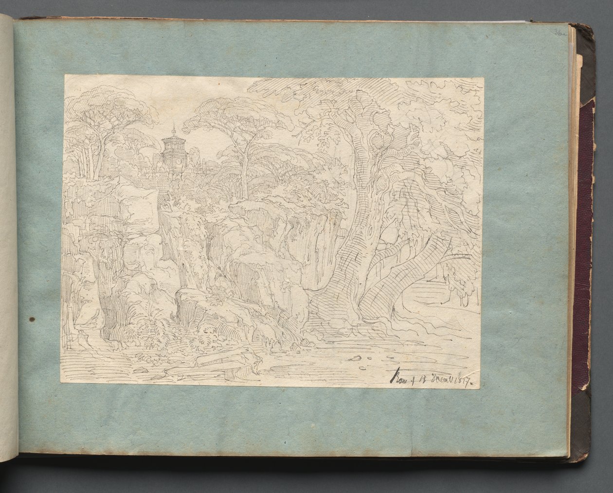 Album s Pohledy na Řím a okolí, Krajinářské studie, strana 36a: Římský pohled od Franz Johann Heinrich Nadorp