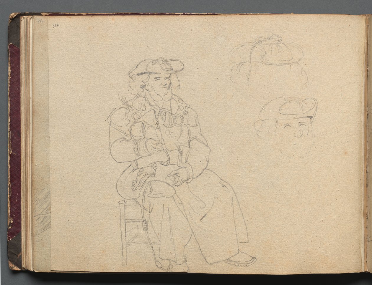 Album s Pohledy na Řím a okolí, Krajinářské studie, strana 38b: Figurová studie. od Franz Johann Heinrich Nadorp