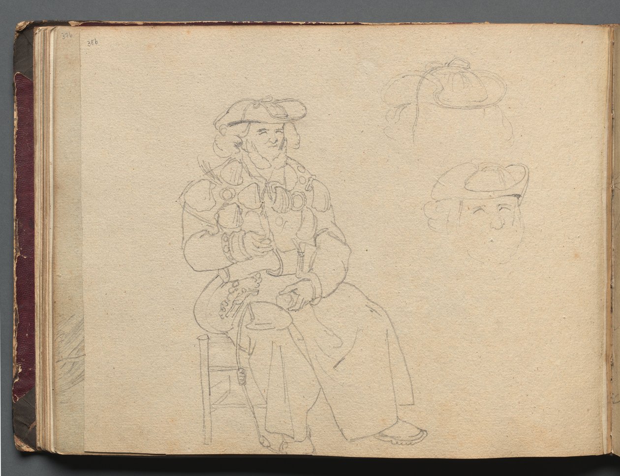 Album s Pohledy na Řím a okolí, Krajinářské studie, strana 38b: Figurová studie od Franz Johann Heinrich Nadorp