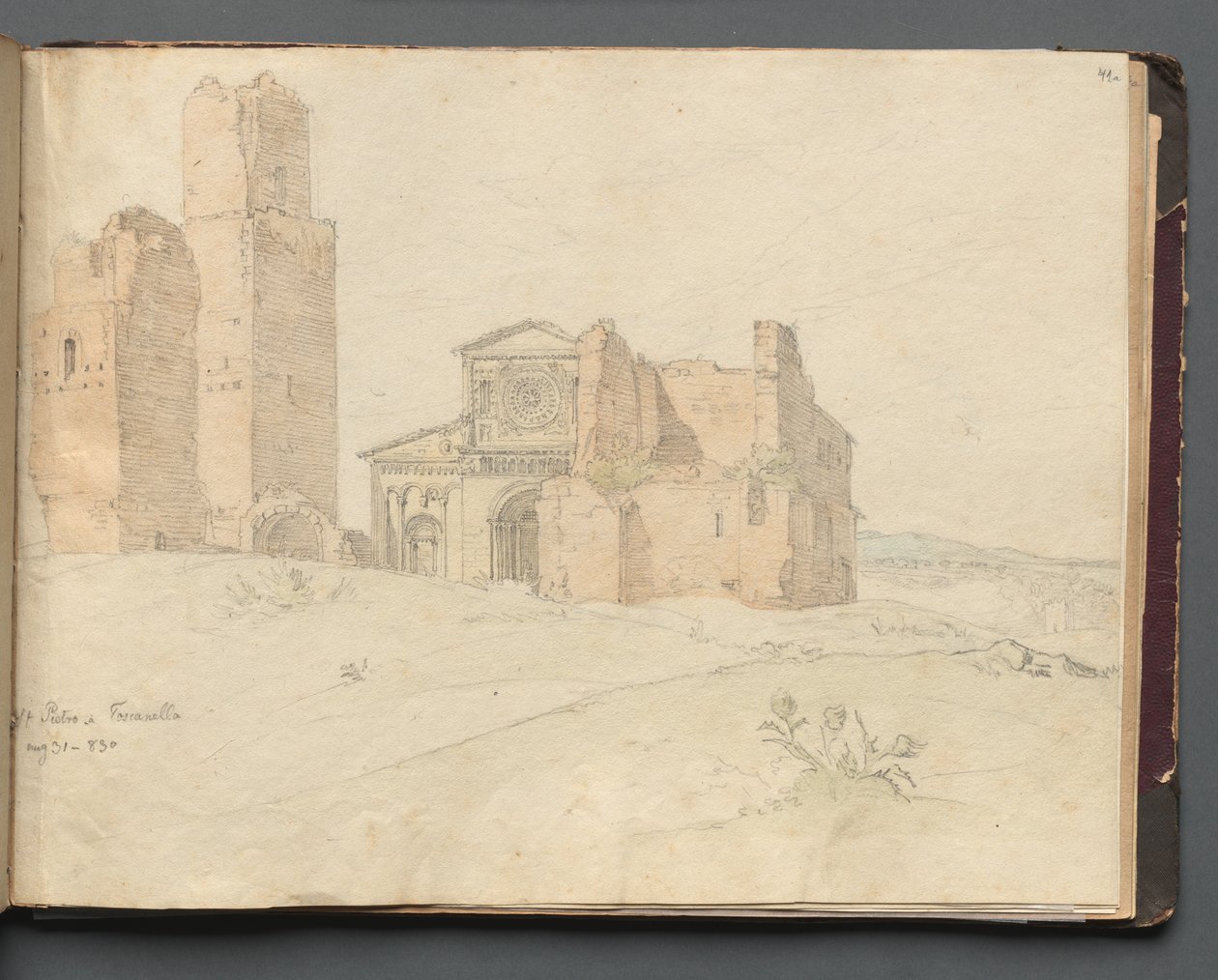 Album s pohledy na Řím a okolí, Krajinářské studie, strana 41a: St. Pietro, Toscanella. od Franz Johann Heinrich Nadorp