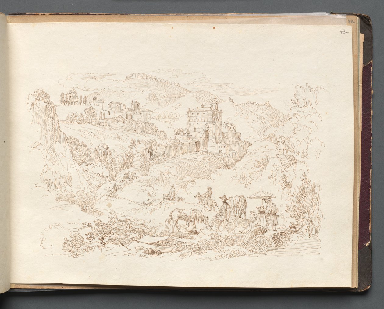 Album s Pohledy na Řím a okolí, Krajinářské studie, strana 43a: Římská krajina. od Franz Johann Heinrich Nadorp